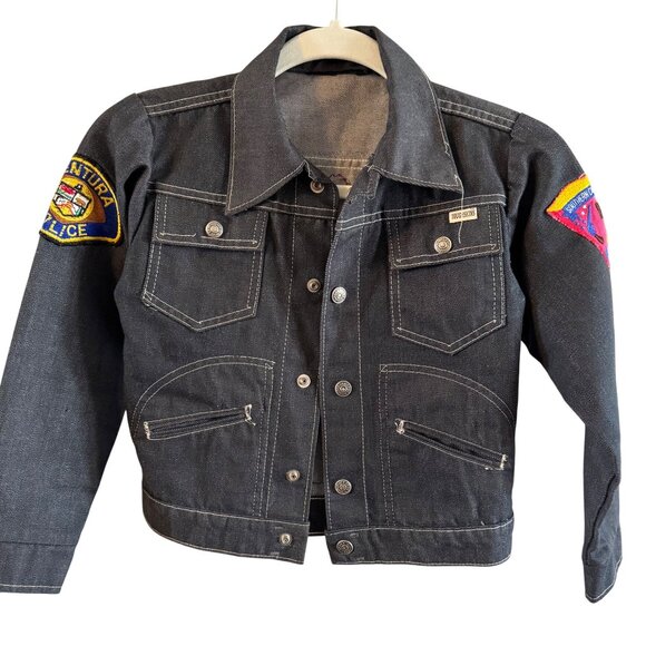 Vtg  Toughskins Kids 10 Denim Jacket Ventura Police California Patches - Picture 1 of 10